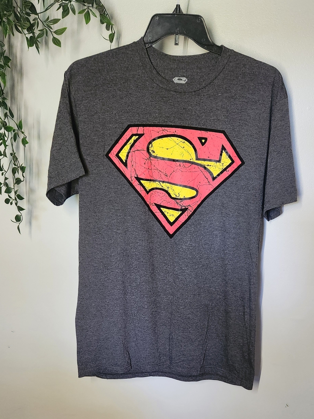 Superman Logo Graphic Tee - Men's Large Tall Gray